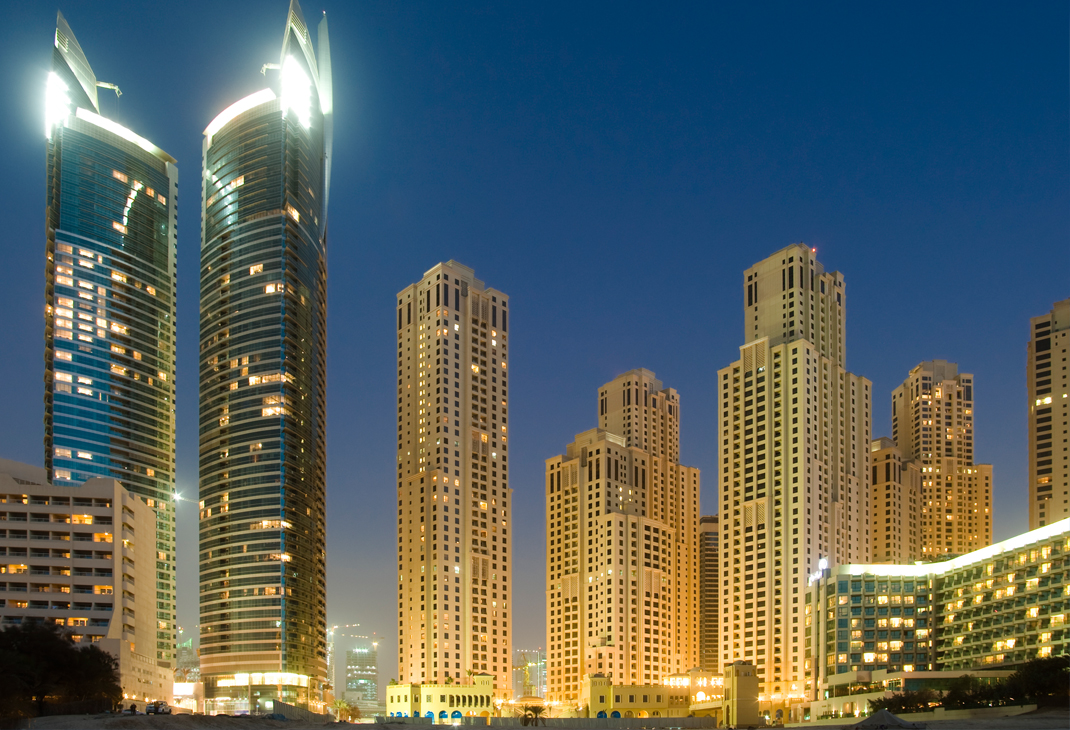 Highrise buildings at dawn